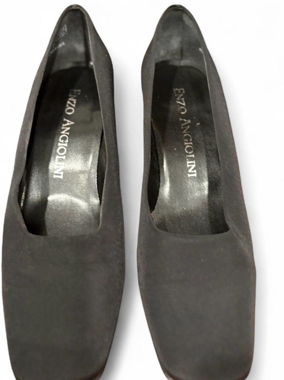 Enzo Angiolini Black Suede Square-Toe Pumps